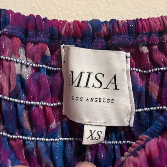 MISA Los Angeles Noura Smocked Mini Dress Watercolor Blues Size XS - Picture 10 of 11